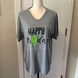 Gray 'Happy Friday' T-Shirt, L